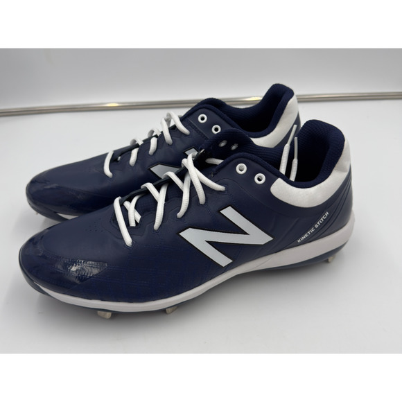 New Balance Low Baseball Cleats Metal Navy Blue White Mens Size 14 L4040TN7 - Picture 1 of 10